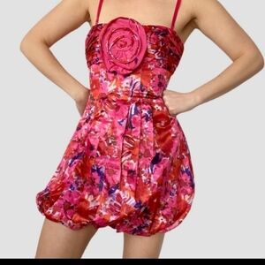 BCBGMaxAzria Pink Floral Bubble Mini Dress NWT